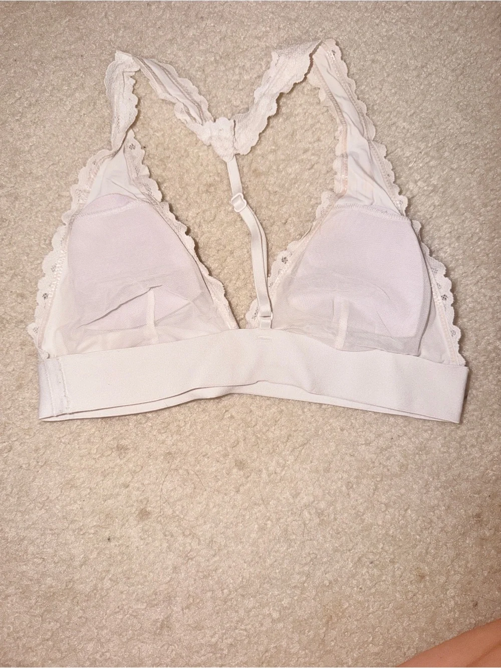 PINK Victoria's Secret White Lace Racerback Bralette